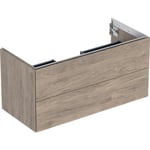 Mueble bajo Geberit serie ONE para lavabo, con dos cajones: Ancho de lavabo=105cm, Nogal hickory, Melamina estructura madera